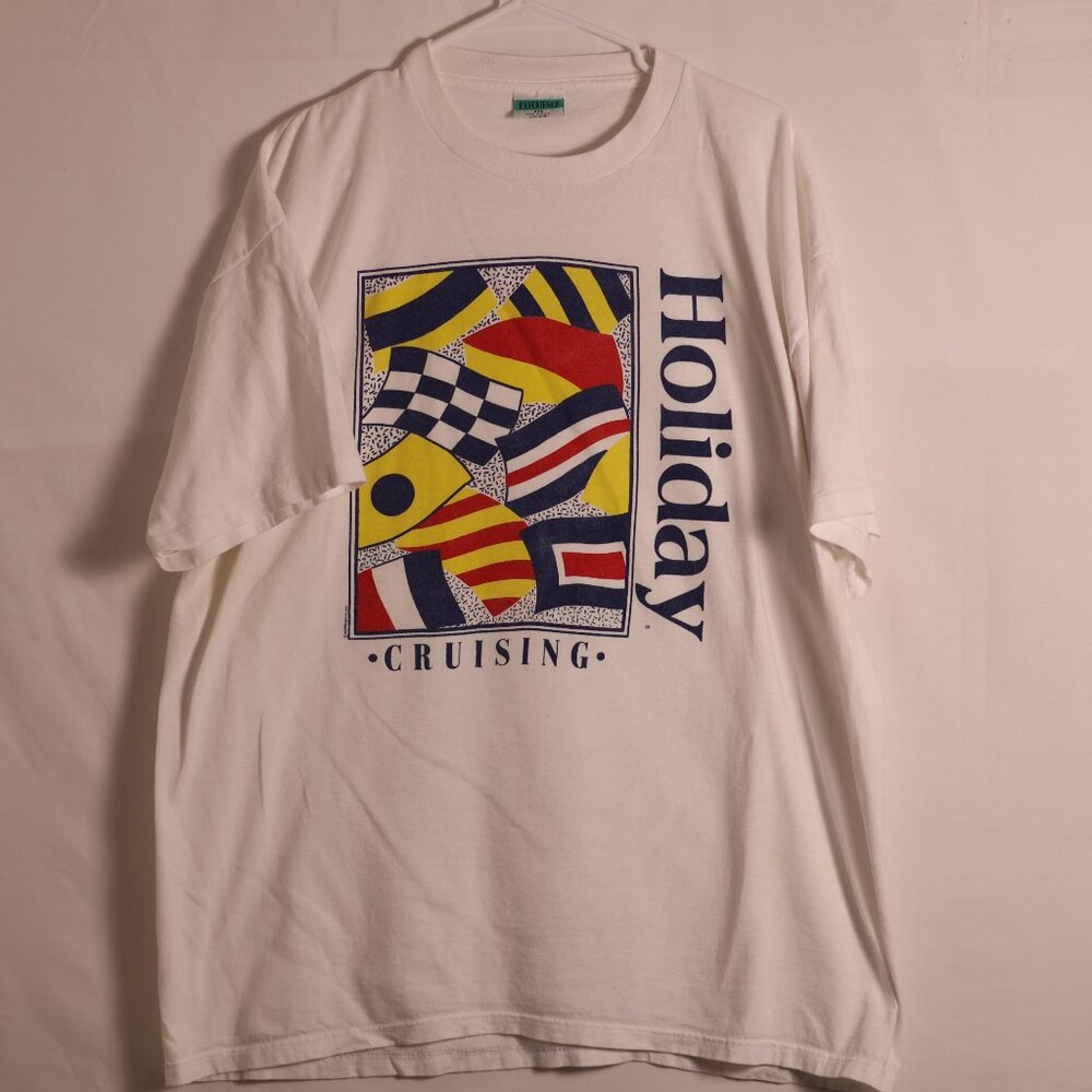 Vintage Early 90’s Holiday Cruising T Shirt Size 2XL Single Stitch Art Flags USA - Picture 3 of 11